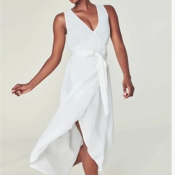 Andie Dresses & Skirts - NWT Andie Swim XXL The Maxi Wrap Dress Linen‎ Women's Coconut White Resortwear